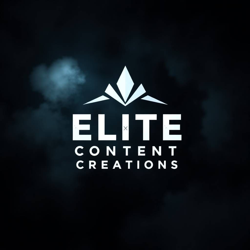 Logo of Elite Content Creations with geometric design on a dark smoky background.